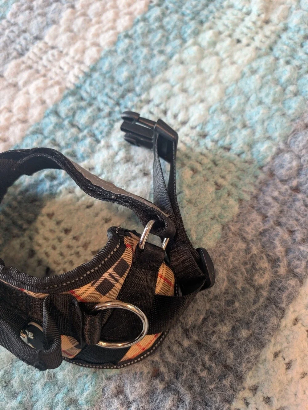 No Pull Dog Harness with Plaid Accent - Black size XS